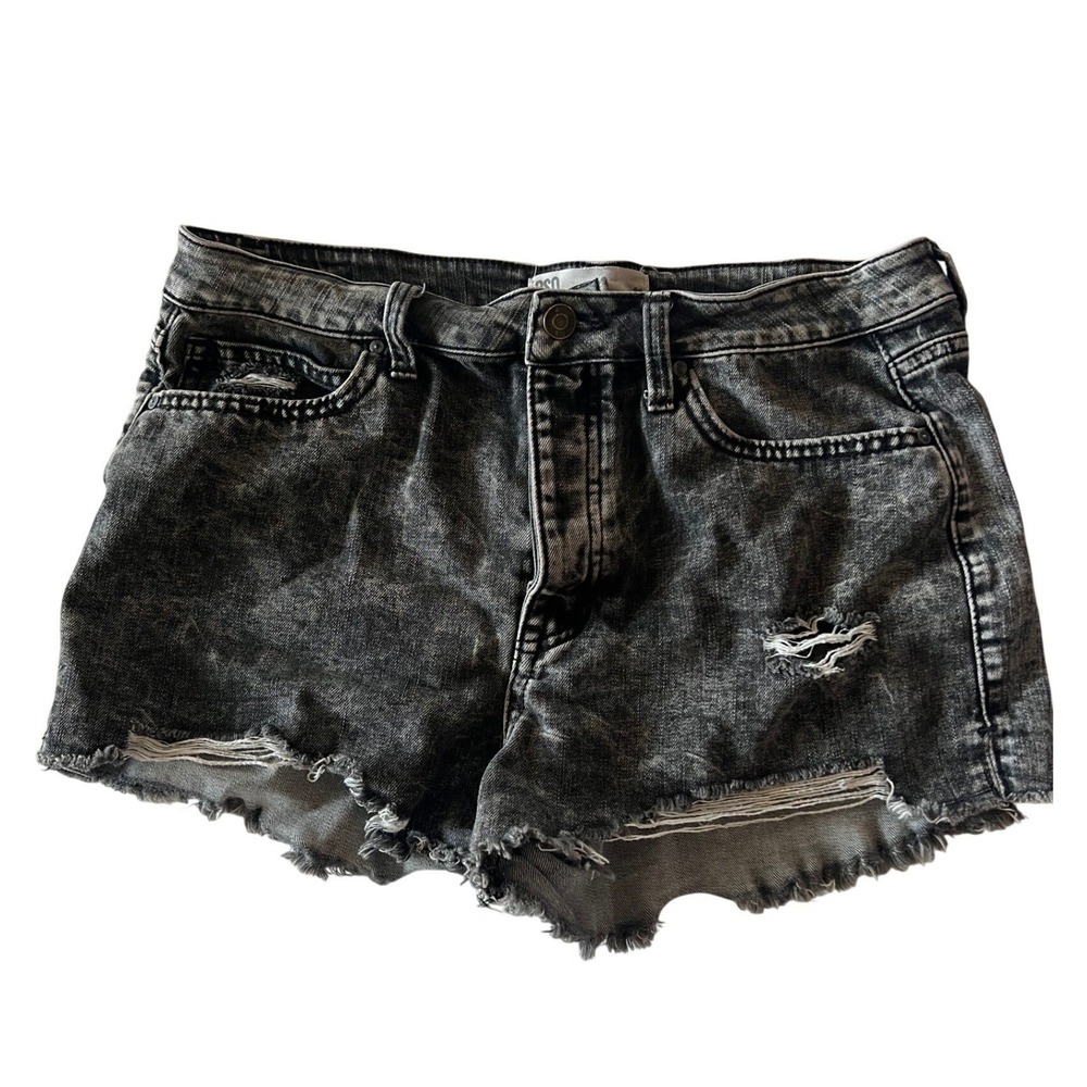 RSQ Jeans Womens 30 Vintage High Rise Distressed Acid Wash Denim Shorts Black